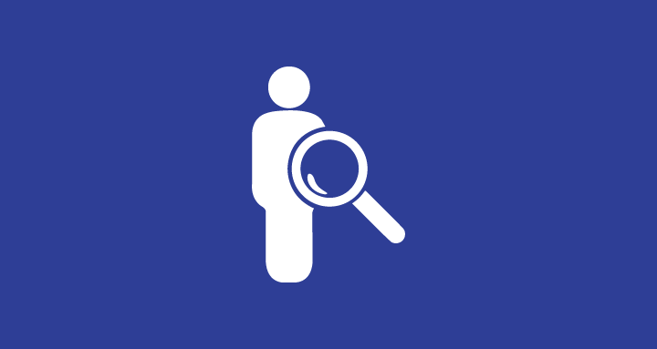 Person with magnifying glass icon